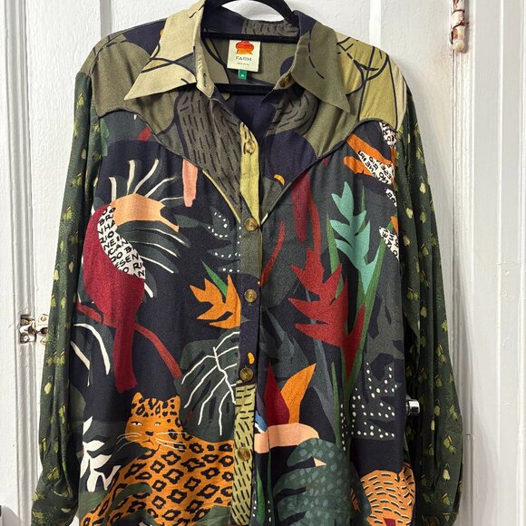 Farm Rio Animal Shirt - Military Forest - Picture 2 of 8